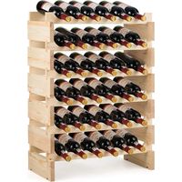 Costway – Casier à vin 36 bouteilles en bois – Conception empilable – Dimensions 63,2 x 28 x 85,5 cm – Facilité d'accès et montage rapide