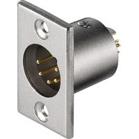 Mikrofon-Einbaustecker, XLR-Stecker (5-Pin), mit vergoldeten Kontakten. Kontaktierung 5 Pin