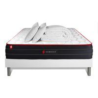Komplettpaket Bett - Matratze 140x200 cm + Boxspringbett mit Lattenrost (im Set) + 2 Kopfkissen + Bettdecke - Boost