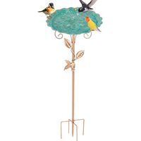 Vogeltränke Stehend, Vogelbad für Draußen Garten, Metall Vogelbecken Schüssel, Wildvogeltränken Wassertränke,Frostsicher Winterfest Vogelbecken Futter Schüssel Wasserschale,5 Klauen Stahlpfahl
