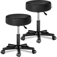 Casaria – Tabouret de bureau réglable en hauteur – Pivotable 360° – Rembourrage épais en similicuir – Lot de 2 noir