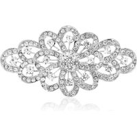 Broche de Mariage pour Femme, Broche Fleur Mariée Argentée Ornée Strass et Diamants Accessoire pour Robe Mariée Bouquet Châle et Tenue de Cérémonie