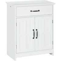 Meuble salle de bain sur pied avec double porte tiroir blanc meuble salle de bain fonctionnel et compact
