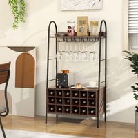 Casier à Vin 18 Bouteilles 5 Rangées de Porte-gobelets Dispositif Anti-basculement 2 Étagères Hauteur de 115CM Café CW5140 Maison Chic