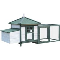 Pollaio da Giardino Prefabbricato 196x76x97cm, Bianco e Verde