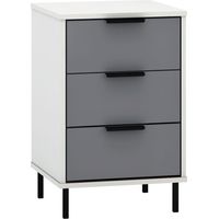 Madrid 3 Drawer Bedside - L38 x W40 x H62 cm - Grey/White Gloss