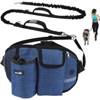 Laisse Chien Laisse Mains Libres Chien Jusqu'à 110kg Absorption de Choc, Confortable, Couture Réfléchissante, Idéal pour Course à Pied, Jogging et Marche (Bleu)