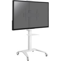 Support mobile pour écran Visioconférence 37''-70'' Hauteur 125-160cm Blanc