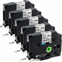 Kompatible Brother P-touch 1000 TZe-231 TZe231 12 mm 0,47 Schwarz auf Weiß Bandkassette, Nachfüllpackung für Brother P-touch 1000 PT-H107 H200 H100LB H110 1005 1280 1010 D210VP (5er-Packung)