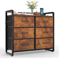 HOKEEPER Commode en tissu à 6 tiroirs, Bois