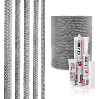 STEIGNER Ofendichtschnur Kamindichtung aus GLASFASERN, hitzebeständig bis 550°C, inkl. feuerfestem Montagekleber, Dunkelgrau, 3,5m, 10mm, SKD02