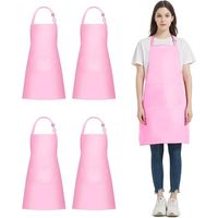 Lot de 4 Tabliers de Cuisine Imperméables rose, Tablier Ajustable avec 2 Poches pour Cuisine & Jardin