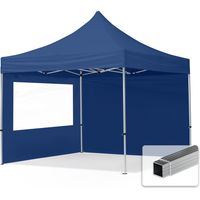 TOOLPORT pop up gazebo 3x3m with two side panels & aluminium frame folding garden tent Water repellent blue