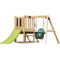 Axi Timo Mini Aire De Jeux - Toboggan Vert Citron Cabane Pour Enfant Avec Balançoire Pour Bébé, Mur D'Escalade Et Tableau Noir Structure De Jeux Pour Le Jardin