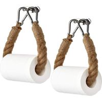 Juego de 2 portarrollos de papel higiénico de pared de acero inoxidable y cuerda de cáñamo para baño y cocina (rojo)