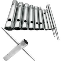Jeu de 10 clés serre-tubes 6 à 22 mm, clés serre-tubes, clés à bougies pour serrage des bougies, démontage/montage des robinets et mitigeurs-DOU