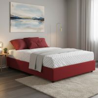 Dmora - Cama matrimonial Dagazz, Cama contenedor con revestimiento de tela, 100% Made in Italy, Apertura frontal, adecuado para colchón Cm 140x190, Rojo