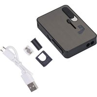 Étui à cigarettes avec briquet rechargeable USB, fil d'allumage remplaçable pour cigarettes, porte-cigarettes noir