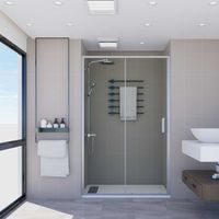 copie de Paroi de Douche façade coulissante F1 1 fixe + 1 porte - Sans Low Profile Decoracion Mampara: Verre transparent - Mamparas: 110 (108,5-113)cm