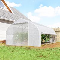 Serre tunnel de jardin 12 m². serre de jardin tunnel avec porte et 8 fenêtres. bâche PE 140 g/m² 400 x 200 x 200cm blanc