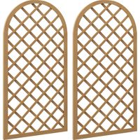 Outsunny – Lot de 2 treillis en bois de sapin 60x120cm – Traitement extérieur – Support pour plantes grimpantes – Style naturel marron
