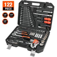 ValueMax Coffret de Douilles Clés à Cliquet et Embouts Professionnels en Cr-V pour Réparation Voiture Auto Mécanique avec Malette 122 Pièces
