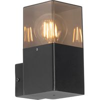 Modern Outdoor Wall Light Black IP44 with Smoke Glass - Denmark