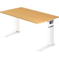 bümö Schreibtisch Serie-U Rechteck: 140 x 80 cm Buche Weiß