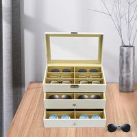 Brillen-Aufbewahrungsbox mit Schloss und 18 Slots Große Kapazität Langlebiges MDF Modisches Design Ideal für Brillen, Uhren, Schmuck Perfekt für Zuhause und Ausstellungen