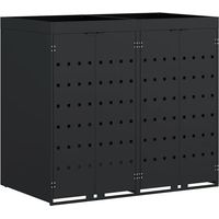 Meuble de rangement à roulettes pour 5 poubelles, couleur anthracite