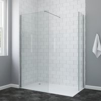 Walk In Duschwand 89x195cm mit 40cm Seitenwand 8mm Nano ESG Sicherheitsglas Duschabtrennung mit Stabilisator
