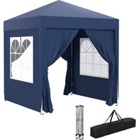 Cenador de Jardín 2x2m con 4 Paredes Laterales Tela Oxford 2 Puertas 2 Ventanas y Bolsa de Transporte Impermeable Azul