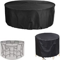 Housse pour mobilier de terrasse circulaire - Tissu Oxford résistant, imperméable, UV et déchirure, convient pour les ensembles de meubles de terrasse, couleur noire-188X84CM