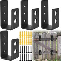 Lot de 4 supports en U en acier inoxydable, barres de porte en acier pour barricades, serrures de porte de sécurité en U en profilé en acier pour serrures de porte renforcées, supports avec