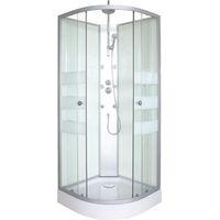 ONDEE ZEN - Cabine de douche hydromassante AMELIA - Porte Coulissante - Blanc - 1/4 C - 80cm