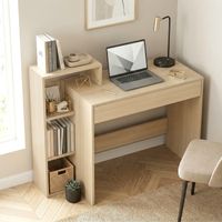 Bureau avec rangements, bureau d'ordinateur avec 3 étagères et un tiroir, 100 x 40 x 90 cm, bois naturel