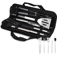 5Pcs Ustensiles Barbecue,Kit Barbecue Outil de Barbecue en Acier Inoxydable, Accessoire Barbecue, Ustensiles pour Barbecue, Accessoires Barbecue pour Jardin, Extérieur, Randonnée, Grillades
