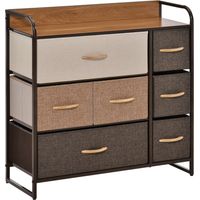 Cómoda 7 cajones plegables madera marco metálico 80x29x78.5 cm multicolore