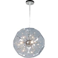 Lustre suspendu en métal chromé et acrylique – 3 feux G9 – Hauteur réglable 120 cm – Diamètre 35 cm – Compatible ampoules LED – Sampa