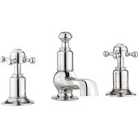 Crosswater Belgravia mitigeur de lavabo - 3 trous - chaud/froid - poignées croisillon - chrome