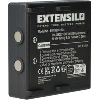 EXTENSILO Battery Replacement for Hetronic NM19HB, KH68300520.A, RHE9608KY for Industrial Radio Remote Control (750 mAh, 9.6 V, NiMH) - Black