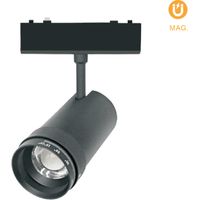 Faretto a binario magnetico Piquet (2 fili) 20w led 1400lm 3000k 15°-55° h.18,5xd.5,5cm nero