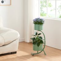 Stand Portapiante Almelo con 2 Portavasi Cilindrici - Verde