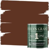 EVELYN GRANT All-IN-ONE Paint & Primer - Multi-Surface Paint For Interior Walls, Outdoor Garden & Exterior Walls, Wood Furniture - High Durability Multi-Feature - Belgium Chocolate - 0.5L - Matt