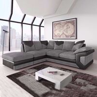Orion Fabric Corner and 3 + 2 Sofa Set in Black/Grey or Beige/Brown - Black and Grey Left Corner