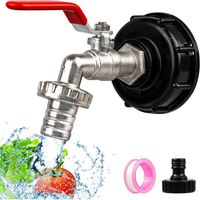 Robinet Cuve,1/2" Adaptateur Cuve,Robinet Cuve IBC,S60X6 Robinet pour Cuve de avec Adaptateur en Plastique,Récupérateur eau de pluie