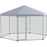 Enclos grillagé pour poules 10 m² avec abri - Parc extérieur 400x346x263 cm pour 10 à 15 poules - Volière sécurisée