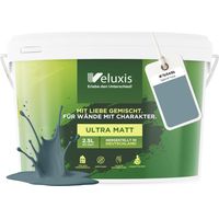 Wandfarbe Blau Grau Petrol Matt Innenfarbe – Deckkraft Klasse 1, VOC-frei, Ohne Grundierung, Tropfarm – Wohnzimmer & Schlafzimmer – 2,5L – Veluxis (Typical Trout)
