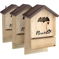 Set di 3 Casette per Pipistrelli in Legno di Abete, 21.5x11.5x34 cm, Legno Naturale