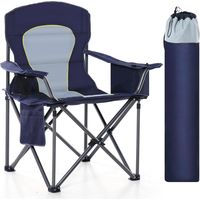 ALPHA CAMP Campingstuhl Faltbar Klappstuhl bis 200kg Gepolstert mit Getränkehaltern Angelstuhl mit Armlehnen Outdoorstuhl,Navyblau